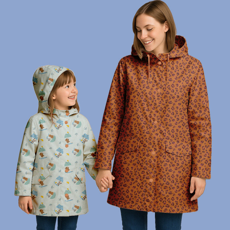 Printed Waterproof Fabric CLAPOTIS Blue / Yellow